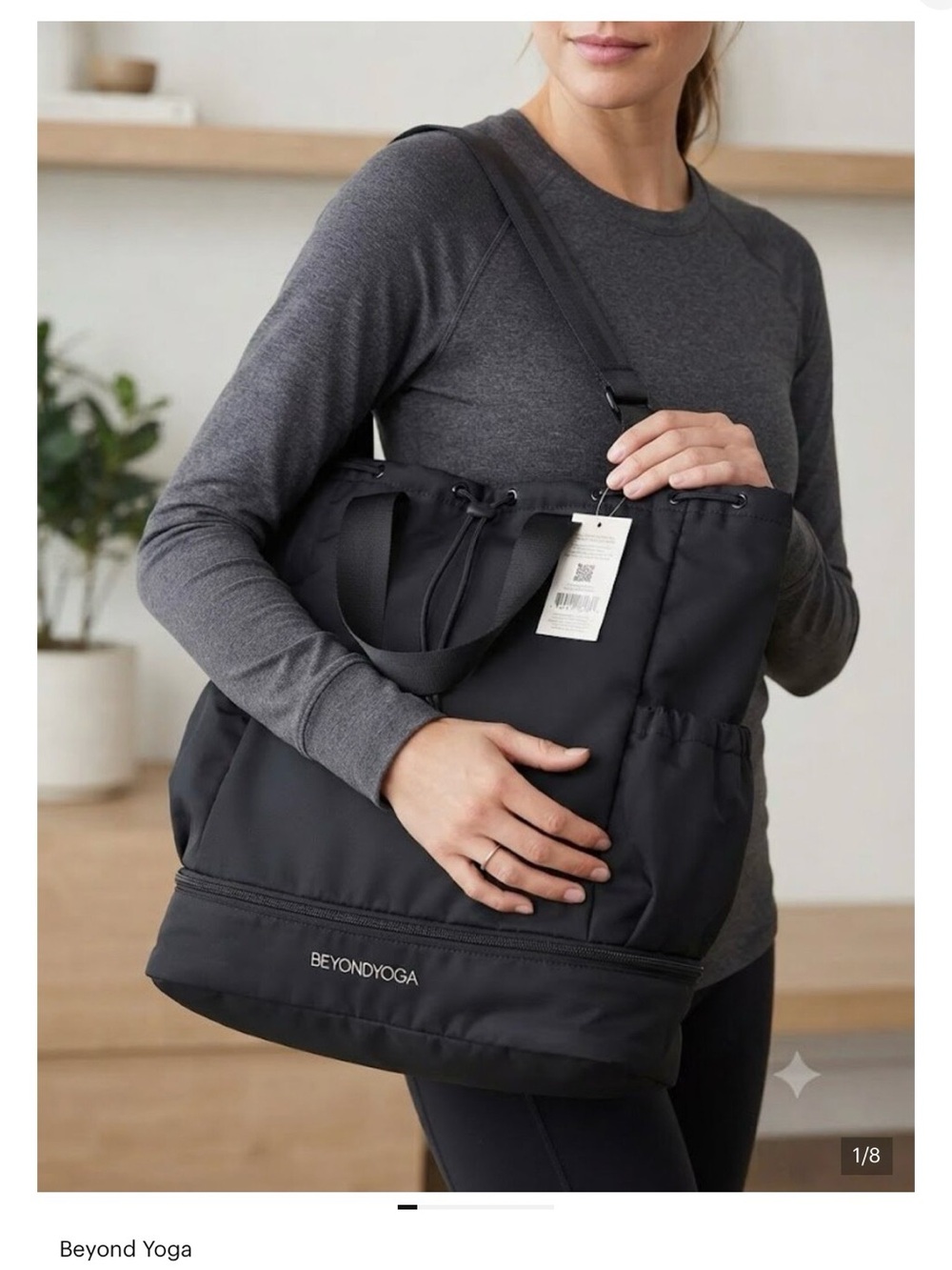 BEYOND YOGA - Convertible Backpack / Gym Bag with bottom zip compartment, BLACK
